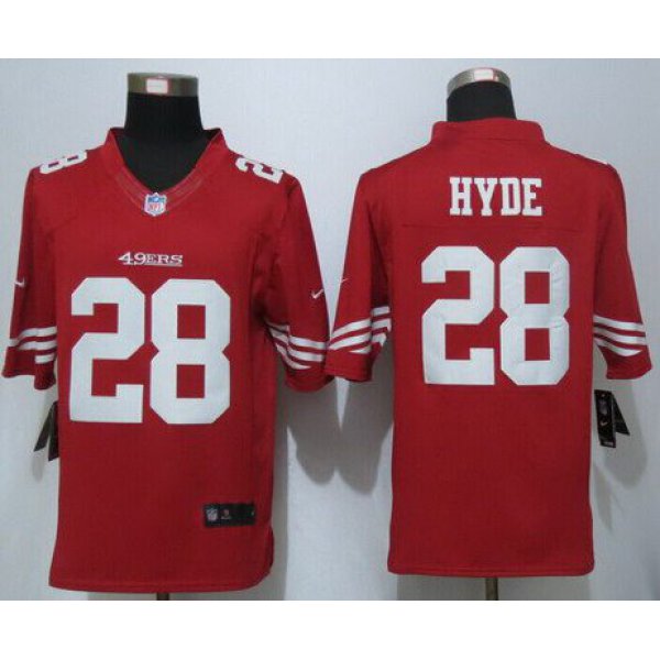 Men's San Francisco 49ers #28 Carlos Hyde Scarlet Red Team Color NFL Nike Limited Jersey