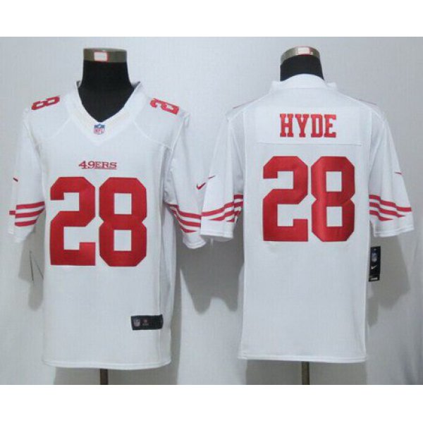 Men's San Francisco 49ers #28 Carlos Hyde White Road NFL Nike Limited Jersey