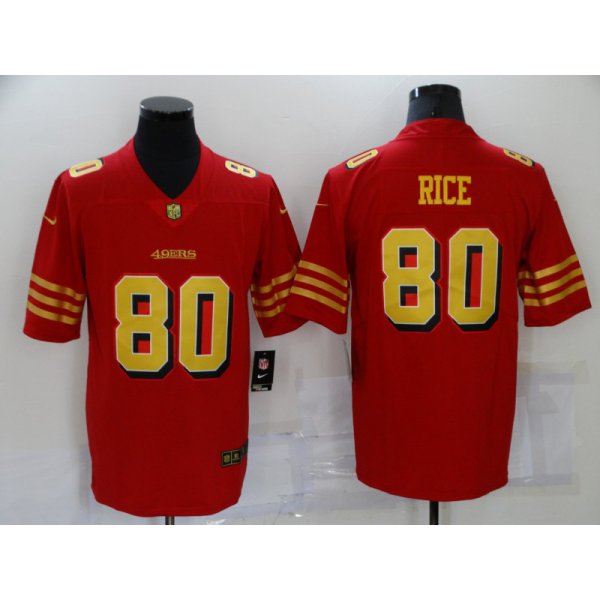 Men's San Francisco 49ers #80 Jerry Rice Red Gold 2021 Vapor Untouchable Stitched NFL Nike Limited Jersey