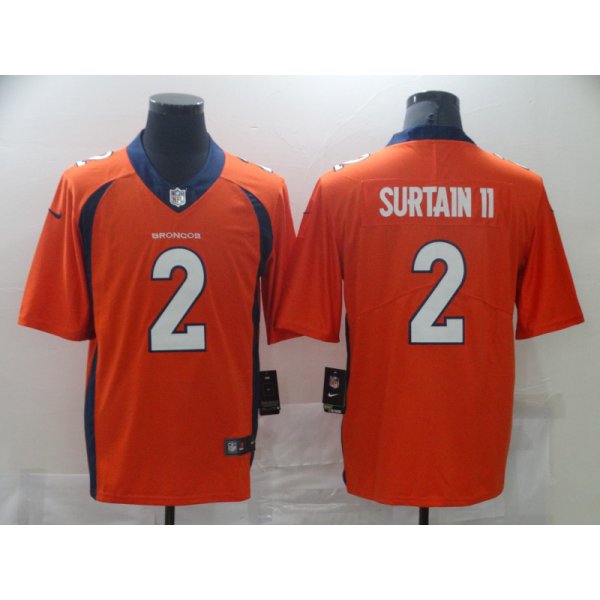 Men Denver Broncos 2 Surtain ii Orange Nike Vapor Untouchable Limited 2021 NFL Jersey