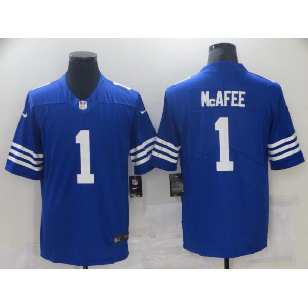 Men Indianapolis Colts 1 Mcafee Blue Nike Vapor Untouchable Limited 2021 NFL Jersey