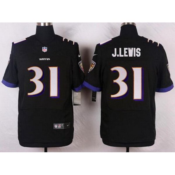 Men's Baltimore Ravens #31 Jamal Lewis Black Retired Player NFL Nike Elite Jersey