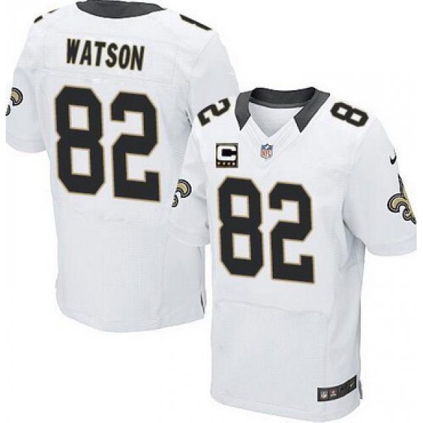 Men's New Orleans Saints #82 Benjamin Watson White Road C Patch NFL Nike Elite Jersey