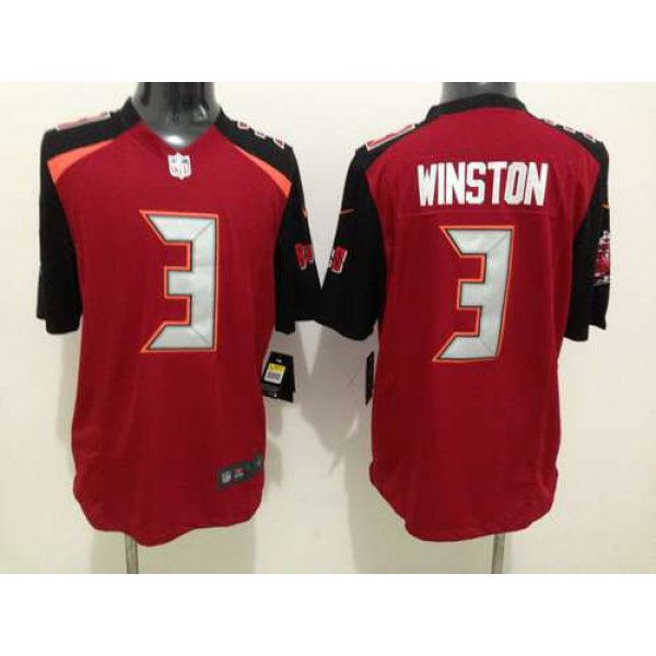 Men's Tampa Bay Buccaneers #3 Jameis Winston 2015 NFL Draft 1st Overall Pick Nike Red Game Jersey