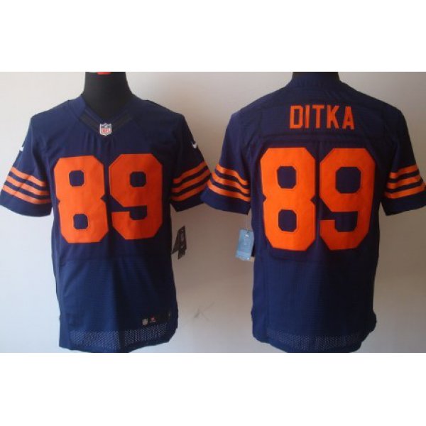 Nike Chicago Bears #89 Mike Ditka Blue With Orange Elite Jersey