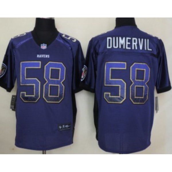 Nike Baltimore Ravens #58 Elvis Dumervil Drift Fashion Purple Elite Jersey