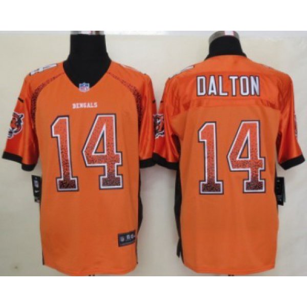 Nike Cincinnati Bengals #14 Andy Dalton Drift Fashion Orange Elite Jersey