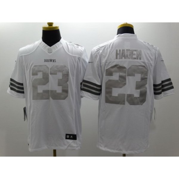 Nike Cleveland Browns #23 Joe Haden Platinum White Limited Jersey