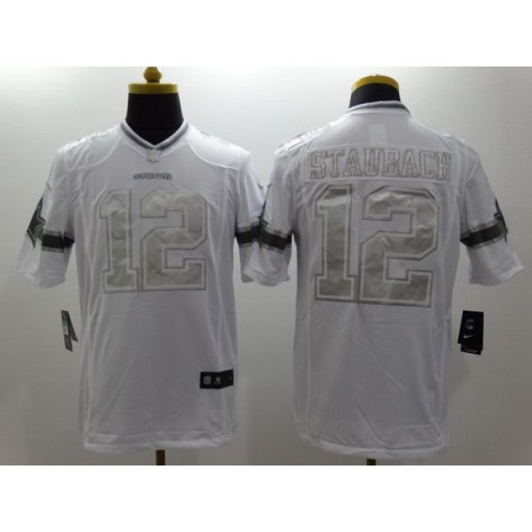 Nike Dallas Cowboys #12 Roger Staubach Platinum White Limited Jersey