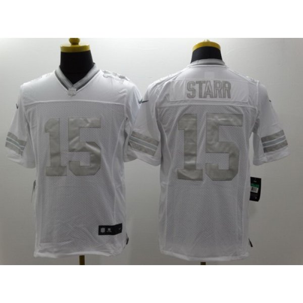 Nike Green Bay Packers #15 Bart Starr Platinum White Limited Jersey