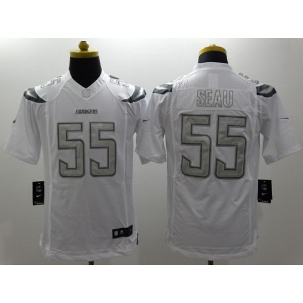 Nike San Diego Chargers #55 Junior Seau Platinum White Limited Jersey