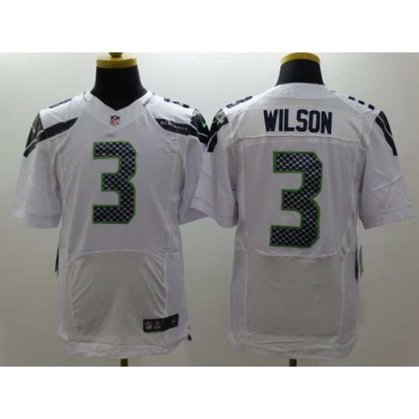 Nike Seattle Seahawks #3 Russell Wilson White Elite Jersey