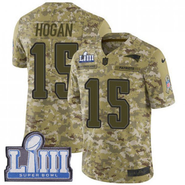 #15 Limited Chris Hogan Camo Nike NFL Youth Jersey New England Patriots 2018 Salute to Service Super Bowl LIII Bound