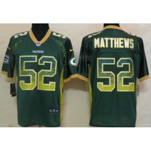 Nike Green Bay Packers #52 Clay Matthews Drift Fashion Green Elite Jersey
