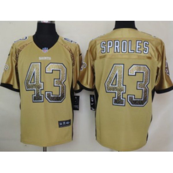 Nike New Orleans Saints #43 Darren Sproles Drift Fashion Gold Elite Jersey