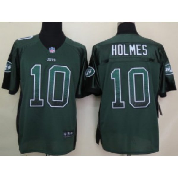 Nike New York Jets #10 Santonio Holmes Drift Fashion Green Elite Jersey