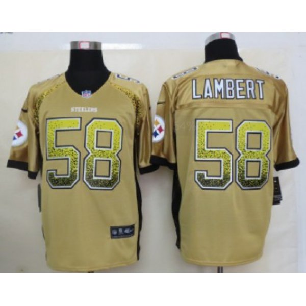 Nike Pittsburgh Steelers #58 Jack Lambert Drift Fashion Yellow Elite Jersey