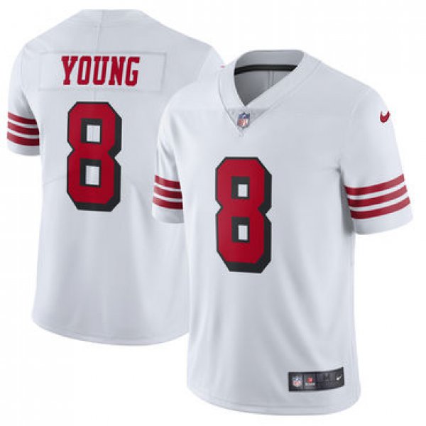 Nike San Francisco 49ers #8 Steve Young White Color Rush Vapor Untouchable Limited New Throwback Jersey