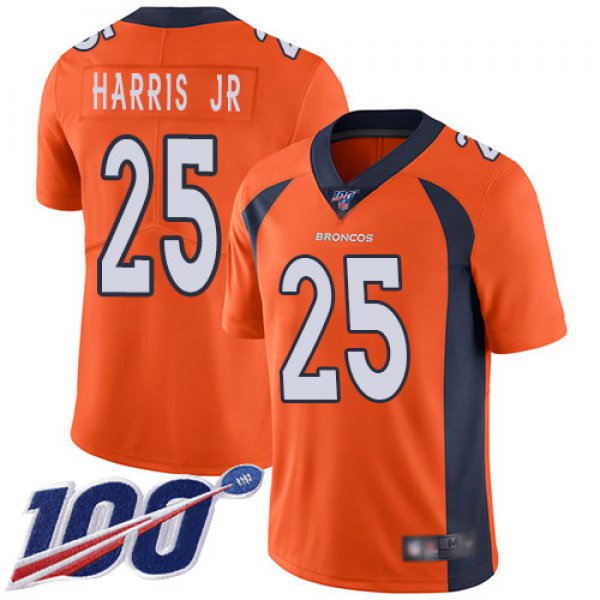 Nike Broncos #25 Chris Harris Jr Orange Men's Stitched NFL 100th Season Vapor Limited Jersey