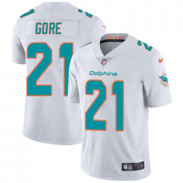 Nike Miami Dolphins #21 Frank Gore White Men's Stitched NFL Vapor Untouchable Limited Jersey