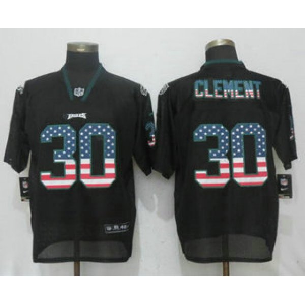 Men's Philadelphia Eagles #30 Corey Clement Black USA Flag Fashion Stitched NFL Nike Elite Jersey