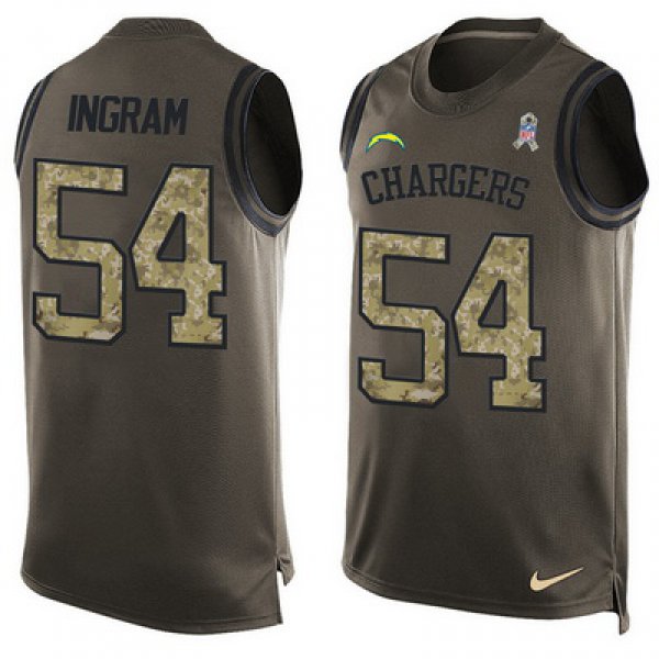 Men's San Diego Chargers #54 Melvin Ingram Green Salute to Service Hot Pressing Player Name & Number Nike NFL Tank Top Jersey