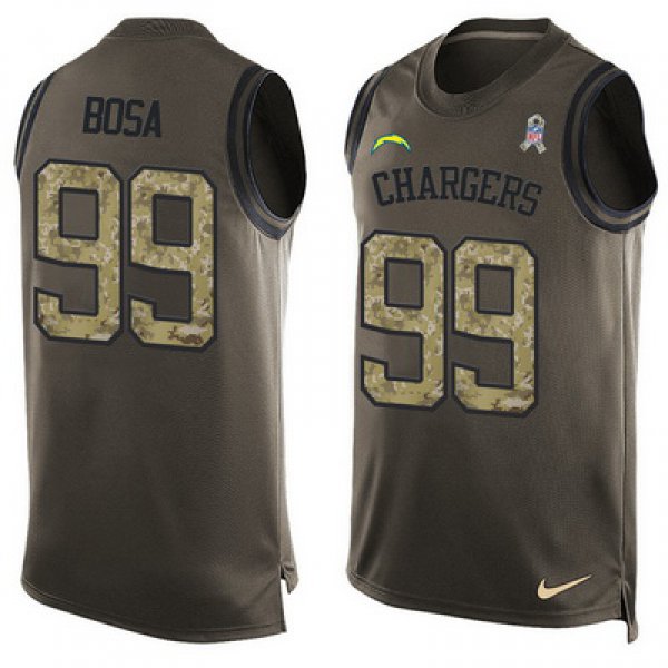 Men's San Diego Chargers #99 Joey Bosa Green Salute to Service Hot Pressing Player Name & Number Nike NFL Tank Top Jersey