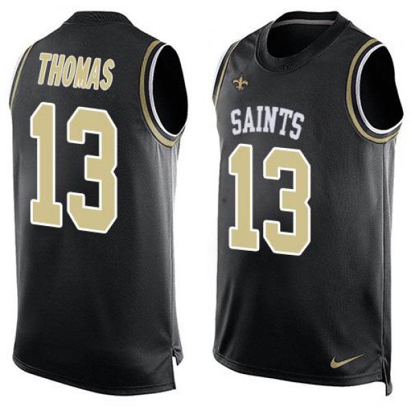 Men's New Orleans Saints #13 Michael Thomas Black Hot Pressing Player Name & Number Nike NFL Tank Top Jersey