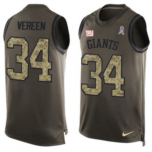 Men's New York Giants #34 Shane Vereen Green Salute to Service Hot Pressing Player Name & Number Nike NFL Tank Top Jersey