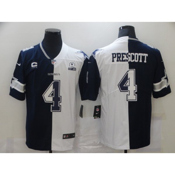 Men's Dallas Cowboys #4 Dak Prescott Blue White Two Tone 2021 Vapor Untouchable Stitched NFL Nike Limited Jersey