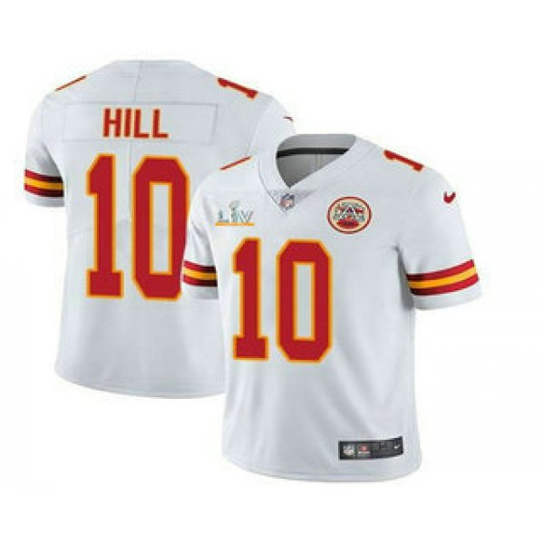 Men's Kansas City Chiefs #10 Tyreek Hill White 2021 Super Bowl LV Vapor Untouchable Stitched Nike Limited NFL Jersey