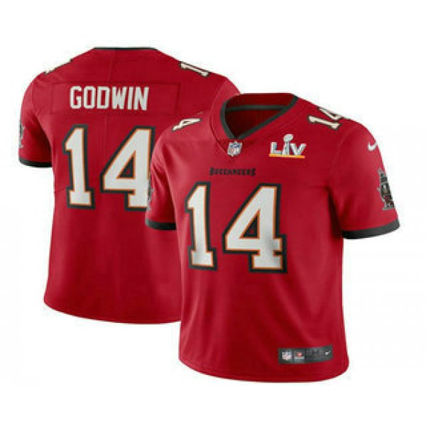 Men's Tampa Bay Buccaneers #14 Chris Godwin Red 2021 Super Bowl LV Vapor Untouchable Stitched Nike Limited NFL Jersey
