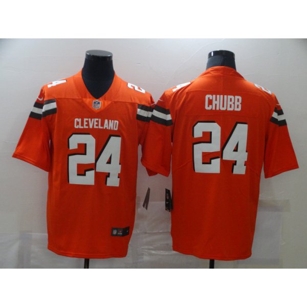 Nike Browns 24 Nick Chubb Orange Vapor Untouchable Limited Jersey
