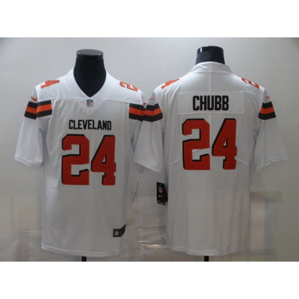 Nike Browns 24 Nick Chubb White Vapor Untouchable Limited Jersey