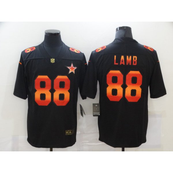 Men's Dallas Cowboys #88 CeeDee Lamb Black Red Orange Stripe Vapor Limited Nike NFL Jersey