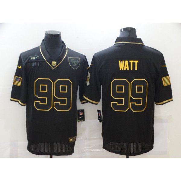 Men's Houston Texans #99 J.J. Watt Black Gold 2020 Salute To Service Stitched NFL Nike Limited Jersey