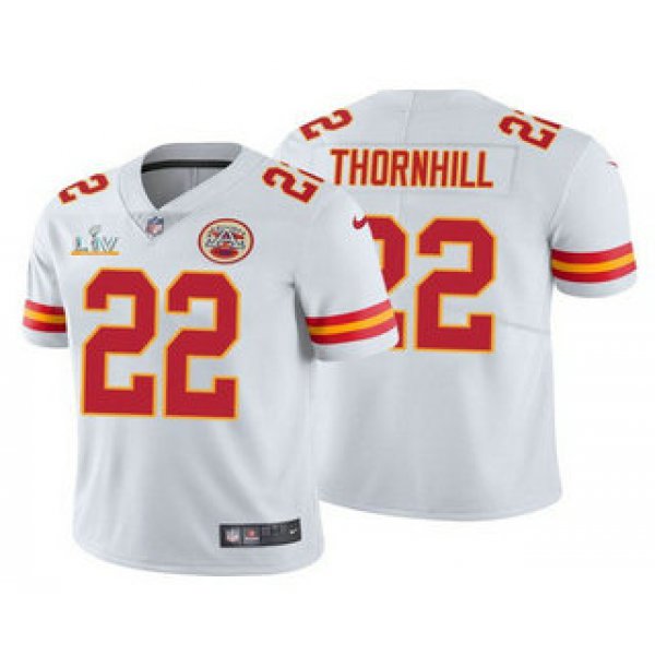 Men's Kansas City Chiefs #22 Juan Thornhill White 2021 Super Bowl LV Limited Stitched NFL Jersey