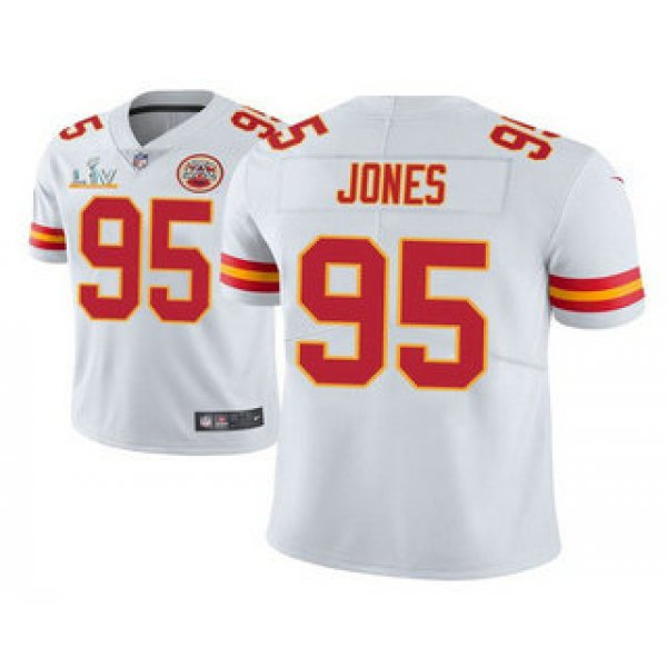 Men's Kansas City Chiefs #95 Chris Jones White 2021 Super Bowl LV Limited Stitched NFL Jersey
