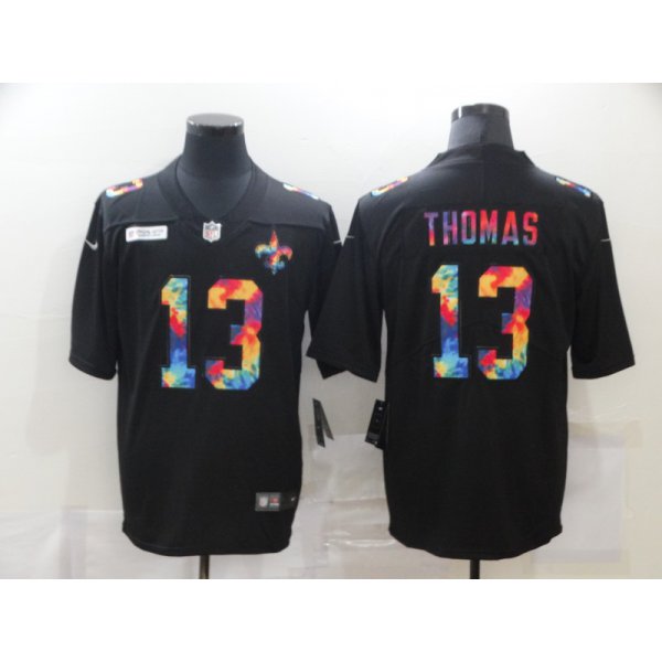 Men's New Orleans Saints #13 Michael Thomas Multi-Color Black 2020 NFL Crucial Catch Vapor Untouchable Nike Limited Jersey