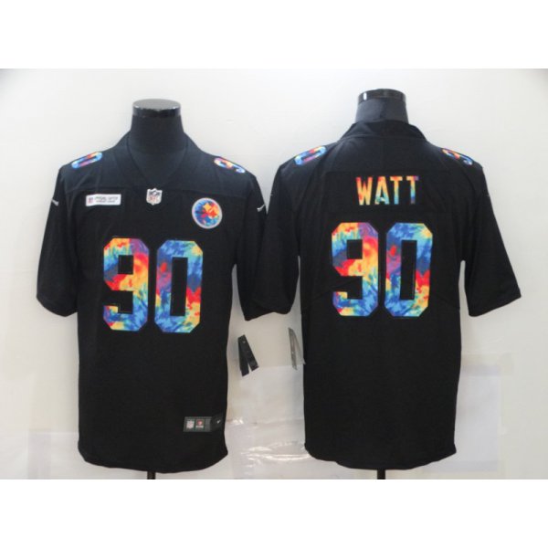 Men's Pittsburgh Steelers #90 T. J. Watt Multi-Color Black 2020 NFL Crucial Catch Vapor Untouchable Nike Limited Jersey