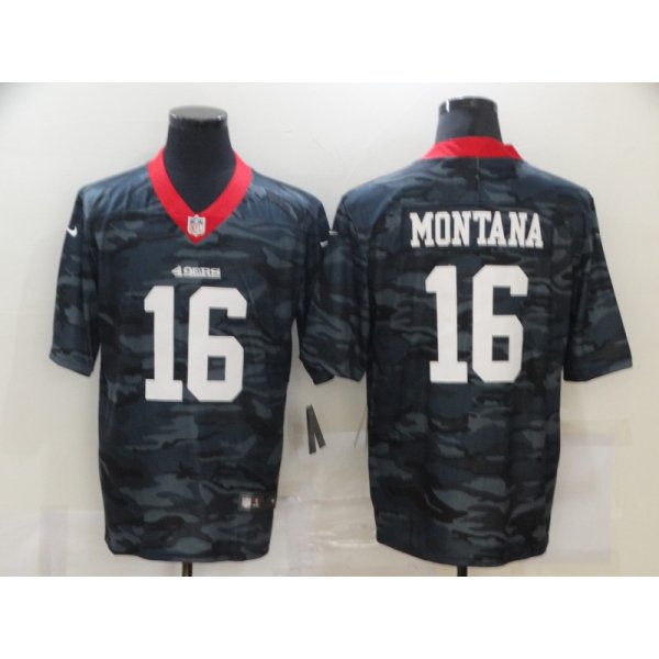 Men's San Francisco 49ers #16 Joe Montana 2020 Camo Limited Stitched Nike NFL Jersey
