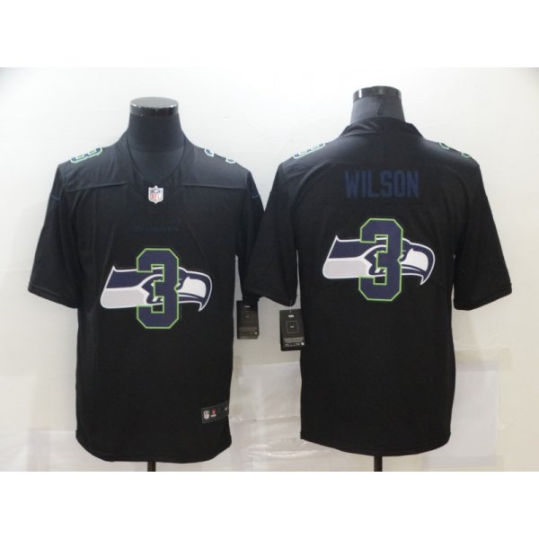 Men's Seattle Seahawks #3 Russell Wilson Black 2020 Shadow Logo Vapor Untouchable Stitched NFL Nike Limited Jersey