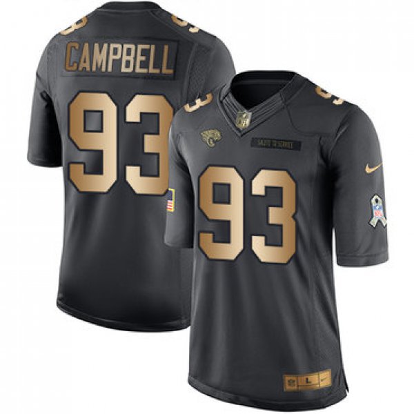 Nike Jacksonville  Jaguars #93 Calais Campbell Black Men's Stitched NFL Limited Gold Salute To Service Jersey