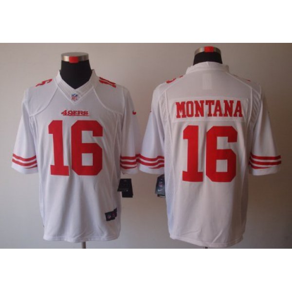 Nike San Francisco 49ers #16 Joe Montana White Limited Jersey