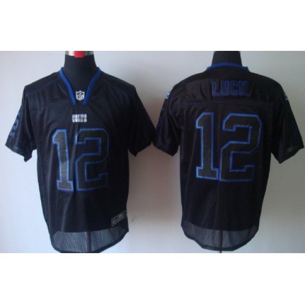 Nike Indianapolis Colts #12 Andrew Luck Lights Out Black Elite Jersey