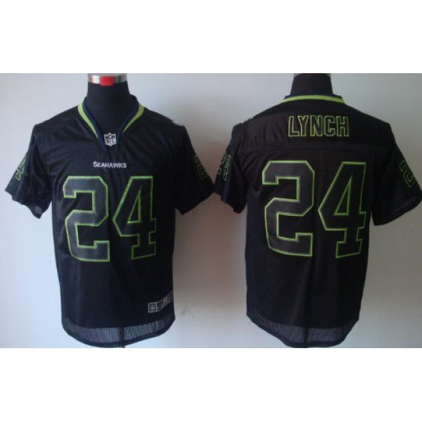 Nike Seattle Seahawks #24 Marshawn Lynch Lights Out Black Elite Jersey