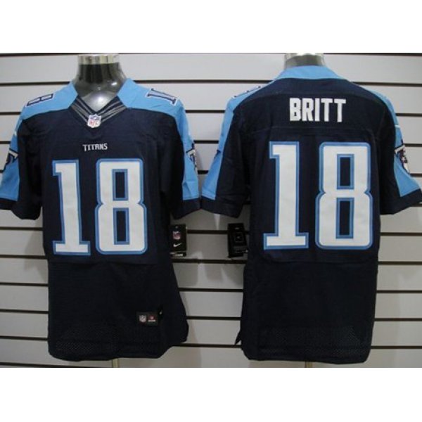 Nike Tennessee Titans #18 Kenny Britt Navy Blue Elite Jersey