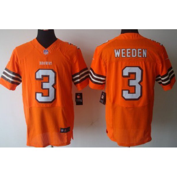 Nike Cleveland Browns #3 Brandon Weeden Orange Elite Jersey