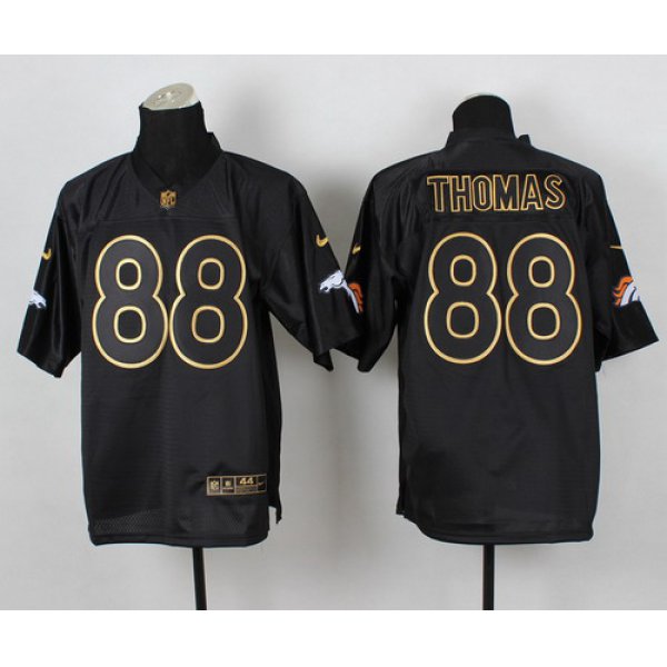 Nike Denver Broncos #88 Demaryius Thomas 2014 All Black/Gold Elite Jersey