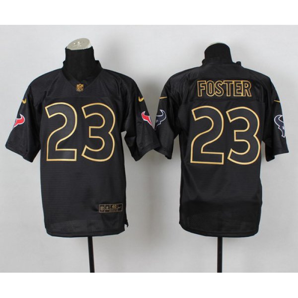 Nike Houston Texans #23 Arian Foster 2014 All Black/Gold Elite Jersey